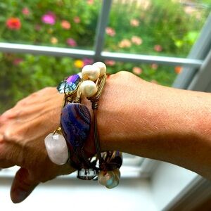 Stack of 4 Vintage Bourbon and Bow ties bracelets